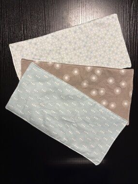 Set of 3 Homemade Burp Cloths in Light Blue, Taupe, and Pale Blue